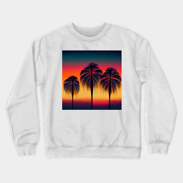 Stylized silhouette of palm trees at sunset Crewneck Sweatshirt by Liana Campbell